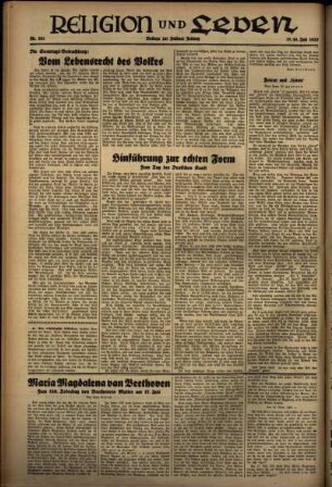 Dritte Ausgabe vom Sonntag, den 18. Juli 1937.