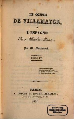Le comte de Villamayor, ou l'Espagne sous Charles-quatre, 4