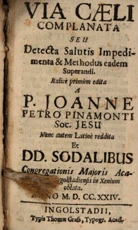 Via Caeli Complanata Seu Detecta Salutis Impedimenta & Methodus eadem Superandi, [1]