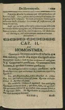Cap. II. De Homonymia.