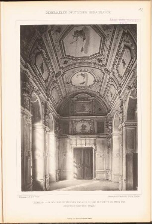 Waldsteinscher Palast in der Kleinseite, Prag: Innenansicht Korridor (aus: Denkmäler Deutscher Renaissance, hrsg. v. K.E.O. Fritsch, 4.Bd., 1891)
