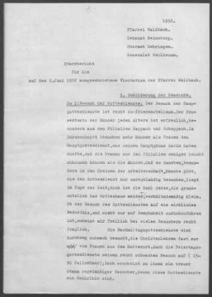 Waldbach mit Dimbach, Rappach und Scheppach: Pfarrbericht 1932