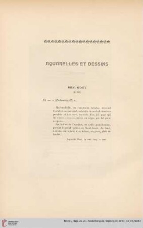 Aquarelle et Dessins (Nr. 61 - 129)