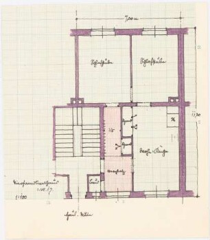 Haus mit zwei Wohnungen pro Geschoss, Leipzig: Grundriss 1:100