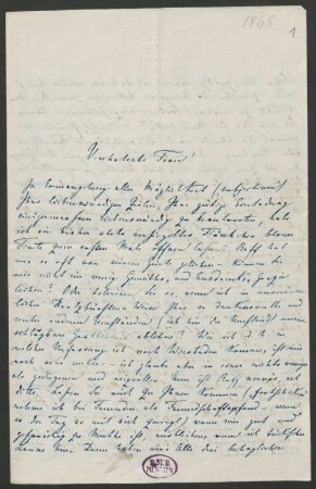 Joseph Joachim Raff (1822-1882) und Helene Raff (1865-1942), Nachlass: Briefe von Hans von Bülow an Doris Raff - BSB Raffiana X. Bülow, Hans von