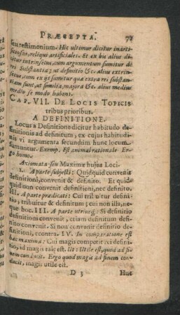 Cap. VII. De Locis Topicis tribus prioribus.