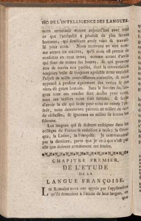 Chapitre Premier. De L'Étude De La Langue Françoise.