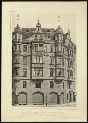 Tafel 12. Wohn- und Geschäftshaus, Büchsenstrasse 60 & 63, Stuttgart. Architekten: Eisenlohr & Weigle, Bauräte in Stuttgart, Hofwerkmeister Hangleiter