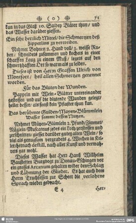 Ein sehr herrlich Mittel, die Schmertzen deß Zipperlins zu vertreiben