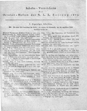 Monatsregister Oktober 1809