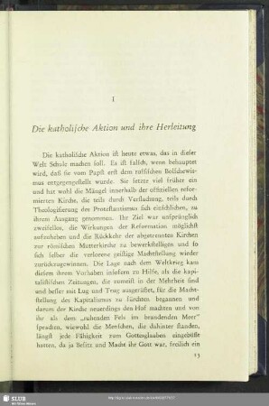 I. Die katholische Aktion und ihre Herleitung