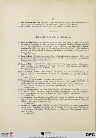 Miniaturen, Dosen, Fächer (Nr. 285-417)