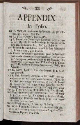 Appendix. In Folio.
