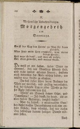 II. Wochentliche Andachtsübungen.