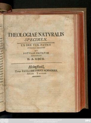 Theologiae Natvralis Specimen