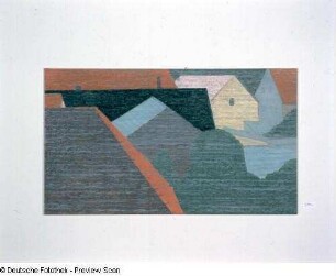 Alt-Übigau II : Dennhardt, Klaus: Alt-Übigau II. Kreide, Papier, Leinwand; 80 x 140 cm. 2001. Dresden: Leonhardi-Museum, Ausstellung Klaus Dennhardt - flußabwärts vom 9. Juli - 29. August 2004.