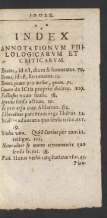 Index Annotationum Philologicarum Et Criticarum