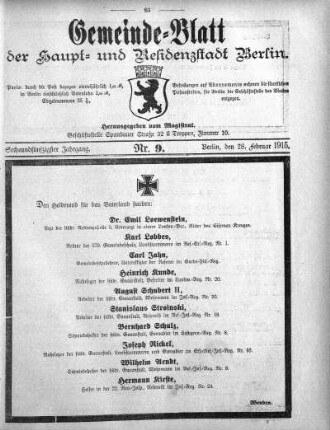 1915,9: Nr. 9, 28. Februar 1915