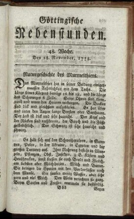 48. Woche. Den 28. November 1778