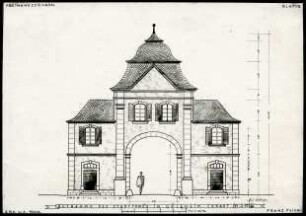 Aufnahme des Stadttores. Erbaut 1776. Freihandzeichnen