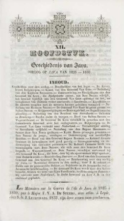 XII. Hoofdstuk. Geschiedenis van Java. Oorlog op Java van 1825 - 1830