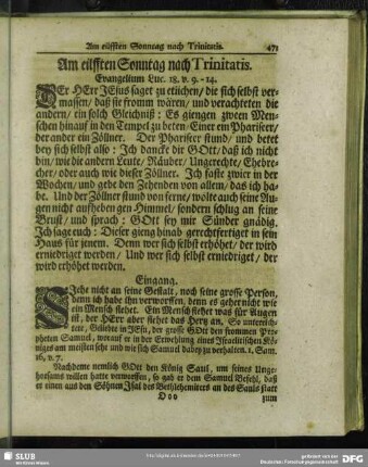 Am eilfften Sonntag nach Trinitatis