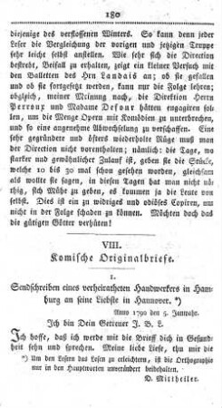 VIII. Komische Originalbriefe.