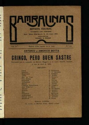 Gringo, pero buen sastre : [pieza en tres cuadros]