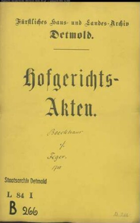 Böckhaus (Böckhus), Simon Henrich zu Hardissen gegen Feger zu Hardissen