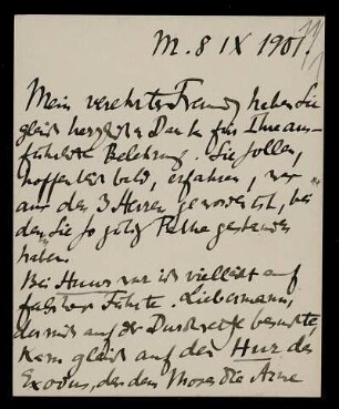 Nr. 11: Brief von Ludwig Traube an Edward Schröder, München, 8.9.1901