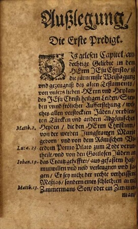 Das LIII. Capitel Des Propheten Esaie vom Leiden, Sterben vnnd frölicher Aufferstehung vnsers Herrn vnd Heylandes Jesu Christi