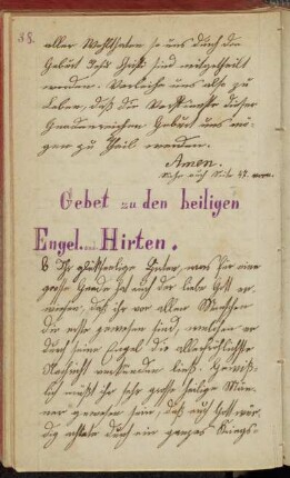 Gebet zu den heiligen Engel und Hirten.