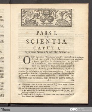 Pars I. De Scientia