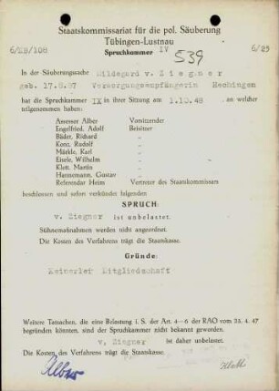 Ziegner, Hildegard von