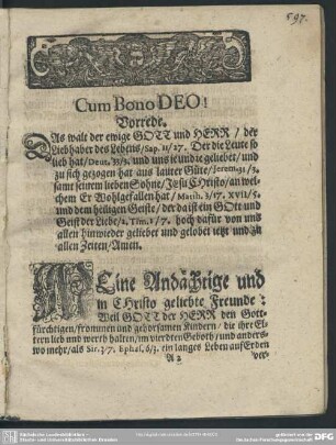 Leichenpredigt : Trost- und Gedächtnüßpredigt. Vorrede. Text. Inhalt der Predigt. Der Erste Theil. Ander Theil