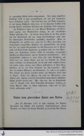 Unter dem glorreichen Hause von Rosen.