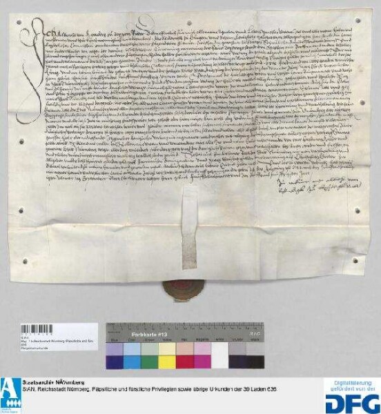 Albrecht von Rosenberg zu Poxsperg bestätigt Bürgermeister und Rat der Stadt Nürnberg den Empfang des auf sie fallenden Anteiles an den 39.000 Gulden, welche ihm die Stände des gewesenen elfjährigen Schwäbischen Bundes gemäß Schiedspruches König Ferdinands vom 14. Juni 1555 innerhalb drei Monaten zu zahlen haben. - Siegler (und Unterfertigter): der Aussteller.
