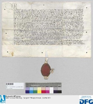 Georius, Abt des Benediktinerklosters St. Egidien in Nürnberg, stellt ein Vidimus aus über eine Urkunde der Burggrafen Friedrich sen., Johanns und Friedrich jun. d.d. 2. September 1391.