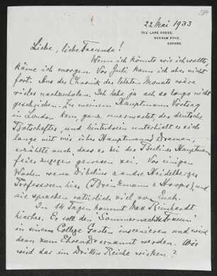 Brief von Hermann Georg Fiedler an Gerhart Hauptmann und Margarete Hauptmann