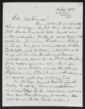 Brief von Hermann Georg Fiedler an Gerhart Hauptmann und Margarete Hauptmann