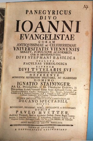 Panegyricus Divo Johanni Evangelistae