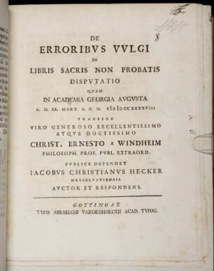 De Erroribus Vulgi In Libris Sacris Non Probatis