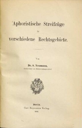 Aphoristische Streifzüge in verschiedene Rechtsgebiete