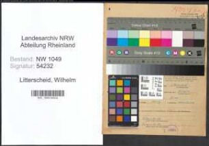 Entnazifizierung Wilhelm Litterscheid , geb. 13.07.1911 (Tischler)