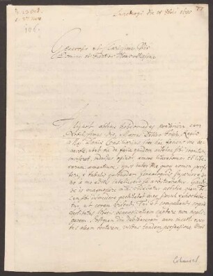 Georg Lohmeier (-1691) Autographen: Briefe von Georg Lohmeier an Imhoff - BSB Autogr.Cim. Lohmeier, Georg, 1. Georg Lohmeier (-1691) Autographen: Briefe von Georg Lohmeier an Imhoff - BSB Autogr.Cim. Lohmeier, Georg.1