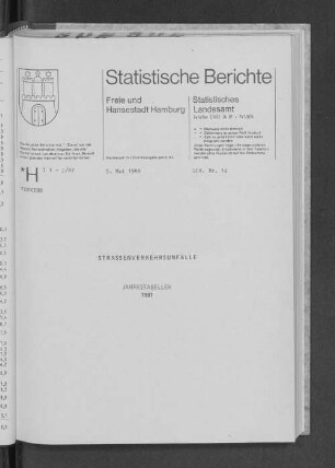Straßenverkehrsunfälle Jahrestabellen 1987 : Lfd. Nr. 14