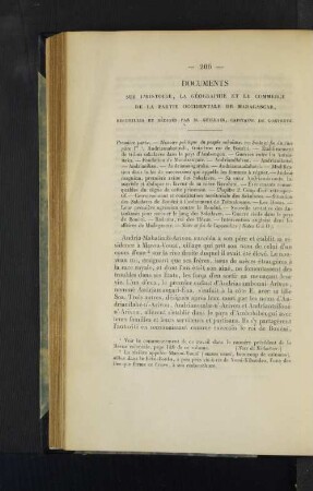 Documents sur l'histoire, la geographie et le commerce de la partie occidentale de Madagascar.