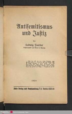Antisemitismus und Justiz