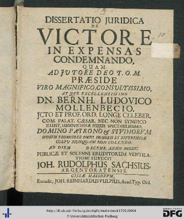 Dissertatio Juridica De Victore In Expensas Condemnando