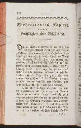 Siebenzehntes Kapitel. von der Leutseligkeit oder Gefälligkeit.